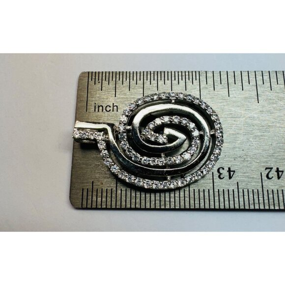 Brand New Sterling Silver 925 Midi Swirl Pendant Encrusted with Clear Crystals - Picture 8 of 10